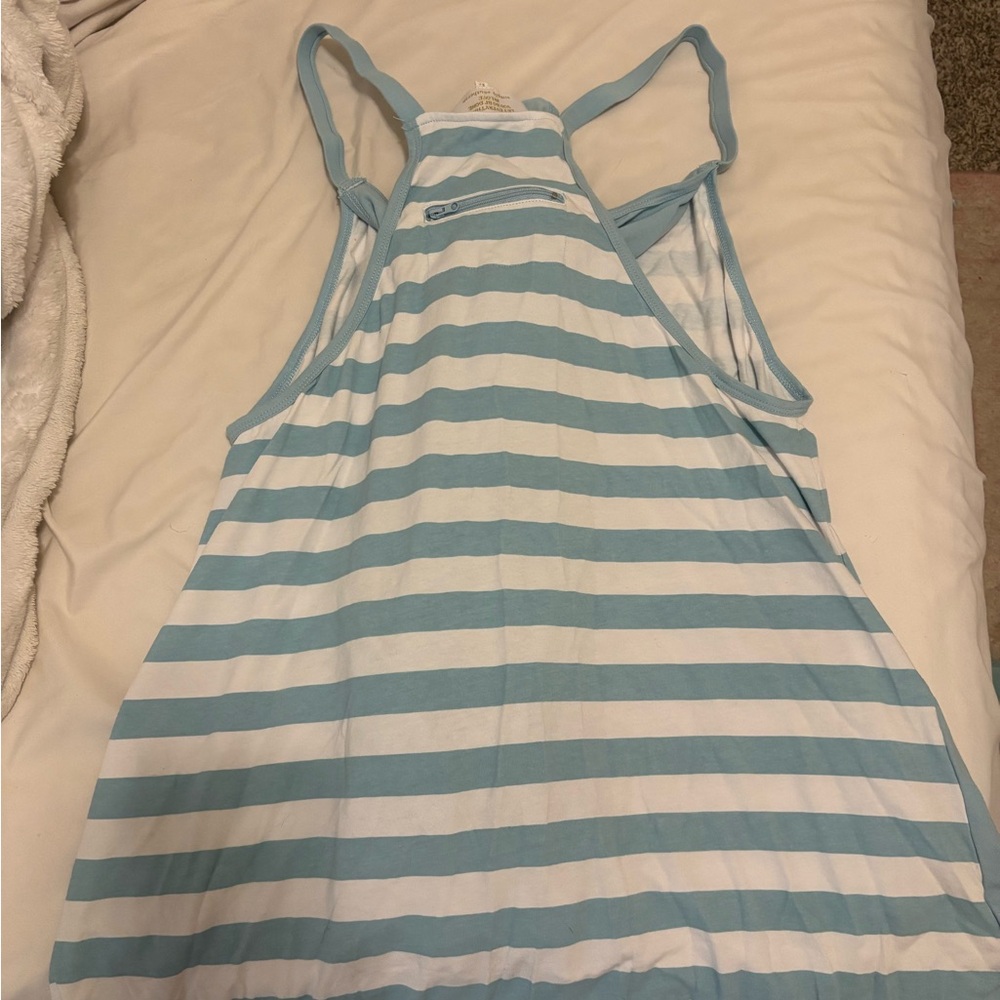 Simply Southern Light Blue and White Tank Top Dress